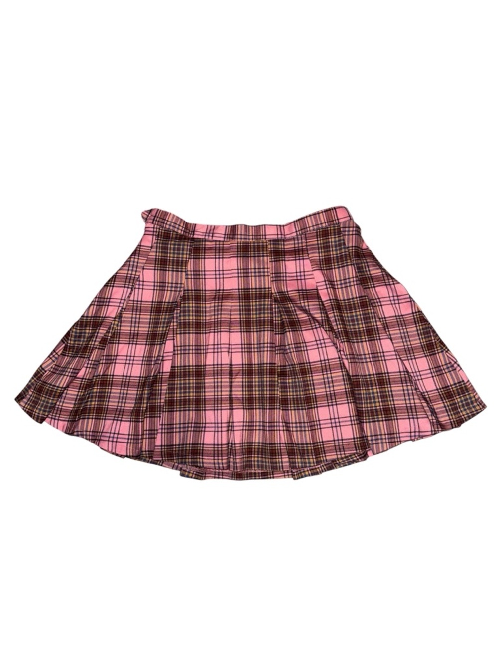 Women’s Pink Plaid Pleated Mini Skirt Large Dolls Kill